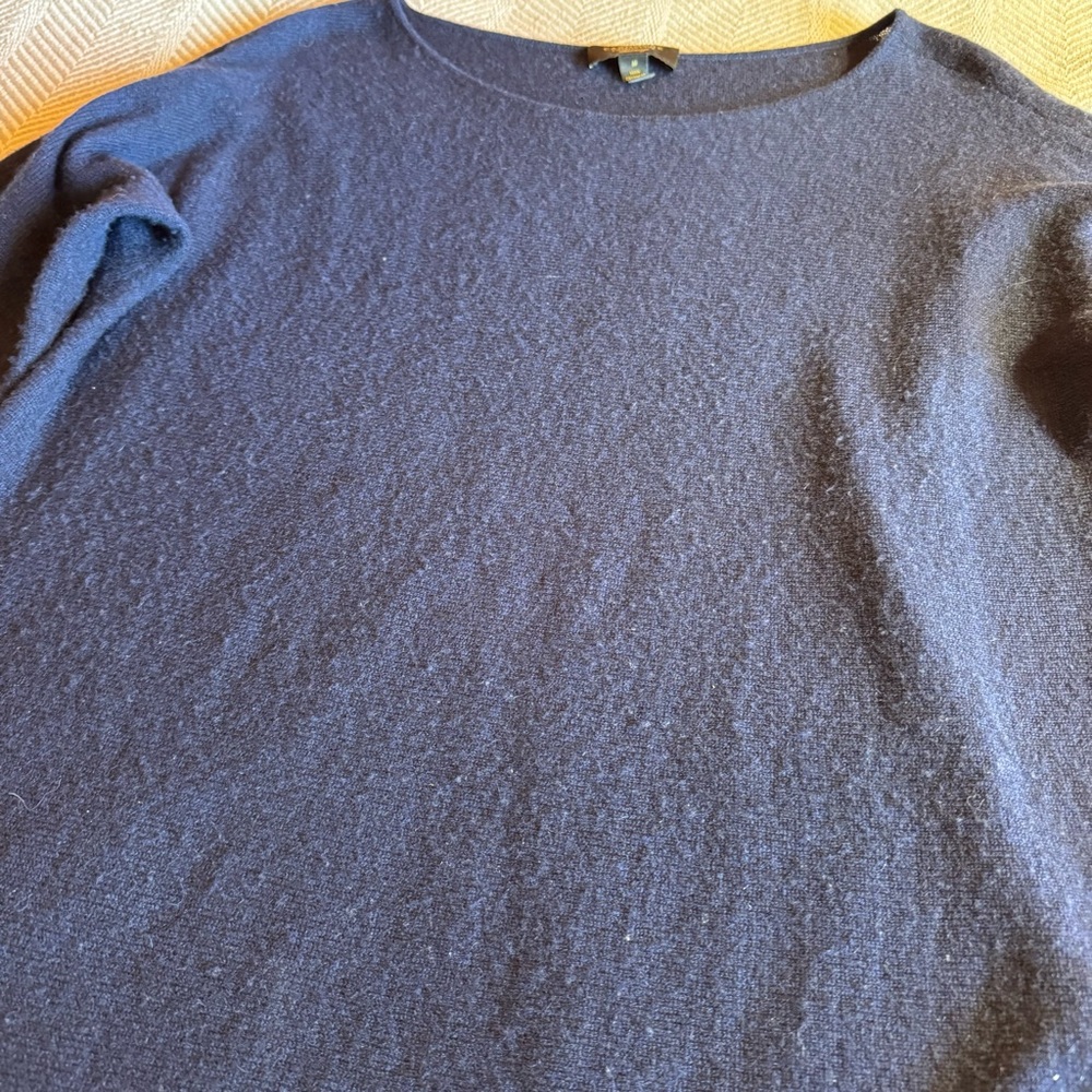 Women's Charter Club Cashmere Sweater High Low Hem, Navy, Size M - Picture 3 of 8